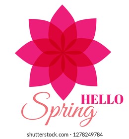 Hello spring vector card with abstract flower isolated on the white background.
