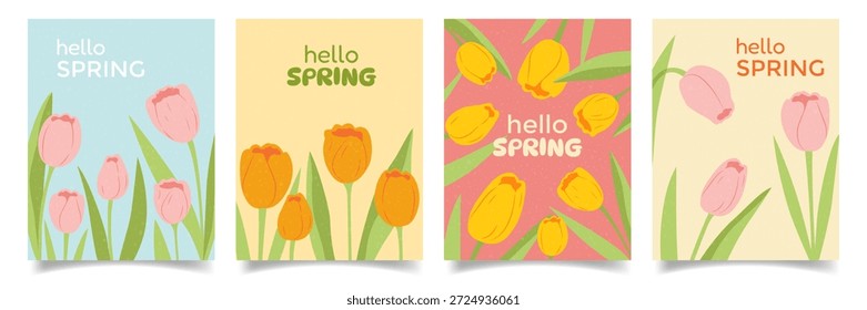 Hello Spring vector cards