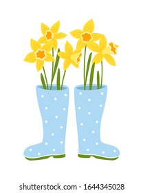 hello spring vector composition with daffodils