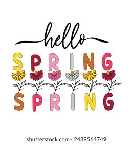 Hello spring vector design for t-shirt, poster, neoteric vector element