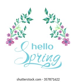 Hello Spring. Vector of Flower Bouquets . Blue and violet wildflowers flowers set. Individual objects. Flowers Can be use as for your design wedding invitations, print t-shirt, poster, banner and etc.