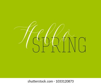 Hello spring! Vector greeting card. Lettering . Springtide.  Spring time.