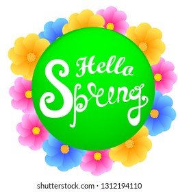 Hello spring vector illustration, flowers, banner