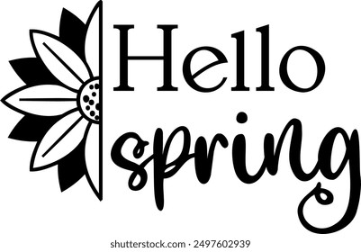 Hello spring vector illustration. Hand lettering typography.