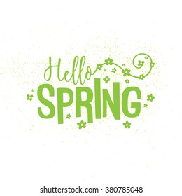 Hello spring vector illustration. Typography poster design. Print template.
