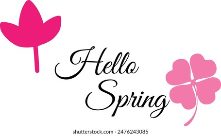 Hola Spring. Vector inspiracional cotización estacional. Letras manuscritas, caligrafía, letras eps 10