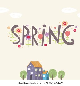 Hello spring vector print