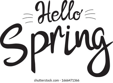 hello spring vector sign, lettering 