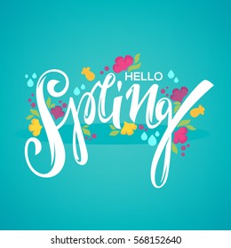 Hello Spring, vector template for your new season greeting background