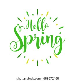 Hello Spring - Vintage Typography - Vector for greeting, holiday, season