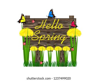 Hello Spring wooden sign