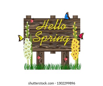 Hello Spring wooden sign