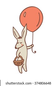 Hello spring.Cute bunny for greeting card, invitation and design