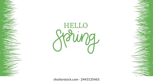 Hello spring.Green spring background with place for text. Vector illustration.