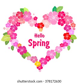 Hello Spring.Text Background. Vector Illustration