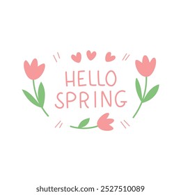 Hello srping lettering vector illustration.