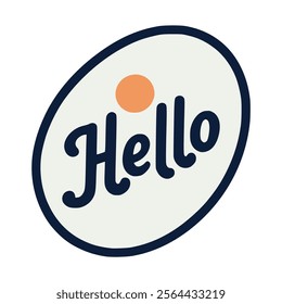 hello sticker oval shape fashion lifestyle vector illustration template design