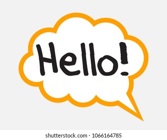 Hello sticker in retro style. Vector illustration isolated on white background