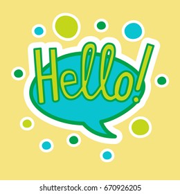 Hello Sticker Social Media Network Message Badges Design Vector Illustration