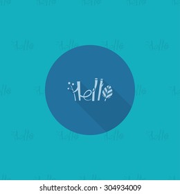 Hello - Stylized Text. Single Flat Autumn Icon . Simple and Minimalistic Style. Vector