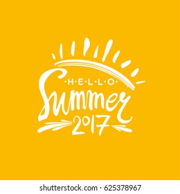 Hello Summer. 2017. Vector lettering template.