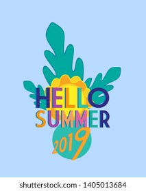 hello summer 2019 background with tropical theme for good vibe in holiday