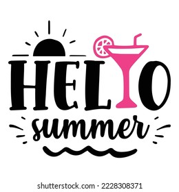 Hallo Sommer 3 Vektorgrafik mit handgezeichneter Schrift auf strukturiertem Hintergrund Drucke und Plakate. Kalligraphisches Kreidedesign