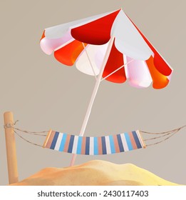 Hello summer 3D card with Flamingo inflatable toy, starfish, water