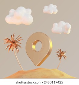 Hello summer 3D card with Flamingo inflatable toy, starfish, water