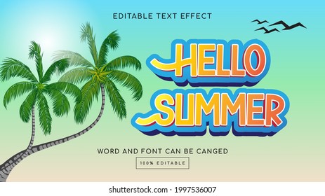 Plantilla de efecto de texto editable de verano 3D