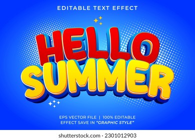 Hello summer 3D editable text effect template