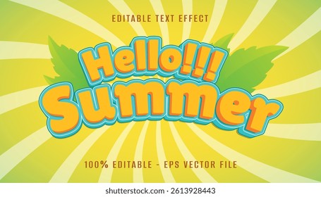 hello summer 3d text effect design