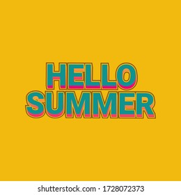 Hello Summer 3D Text Yellow Background