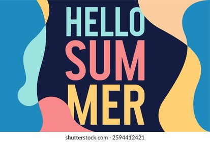 Hello Summer Abstract Background. Fluid Wavy Design Cover