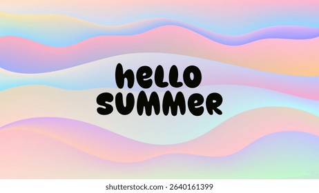 HELLO SUMMER ABSTRACT BACKGROUND GRADIENT MESH COLORFUL DESIGN VECTOR. GODD FOR FLYER, BANNERS, PRINT, WEBSITE, WALLPAPER, COVER DESIGN, GREETING CARD