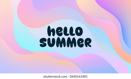 HELLO SUMMER ABSTRACT BACKGROUND GRADIENT MESH COLORFUL DESIGN VECTOR. GODD FOR FLYER, BANNERS, PRINT, WEBSITE, WALLPAPER, COVER DESIGN, GREETING CARD