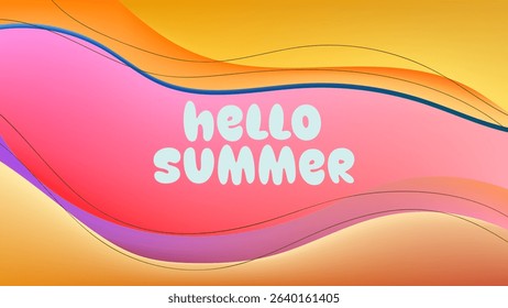 HELLO SUMMER ABSTRACT BACKGROUND GRADIENT MESH COLORFUL DESIGN VECTOR. GODD FOR FLYER, BANNERS, PRINT, WEBSITE, WALLPAPER, COVER DESIGN, GREETING CARD