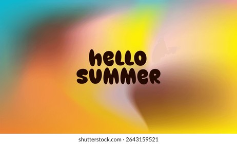 HELLO SUMMER ABSTRACT BACKGROUND GRADIENT MESH COLORFUL DESIGN VECTOR. GODD FOR FLYER, BANNERS, PRINT, WEBSITE, WALLPAPER, COVER DESIGN, GREETING CARD