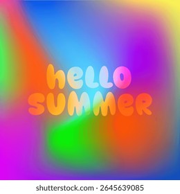 HELLO SUMMER ABSTRACT BACKGROUND GRADIENT MESH COLORFUL DESIGN VECTOR. GODD FOR FLYER, BANNERS, PRINT, WEBSITE, WALLPAPER, COVER DESIGN, GREETING CARD