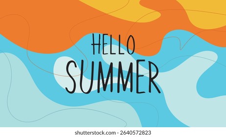 Hello Summer Abstract Background with Orange and Blue