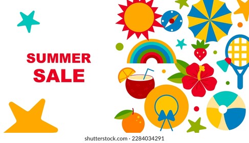 Hello summer abstract background, summer sale banner, poster design. Vector illustration