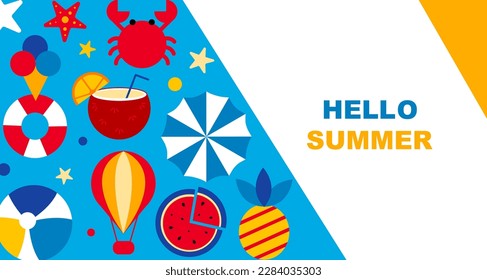 Hola verano de fondo abstracto, banner de venta de verano, diseño de afiches. Ilustración del vector