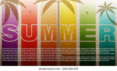 Hello summer abstract background, summer sale banner, poster design, summer collage, vector illustration