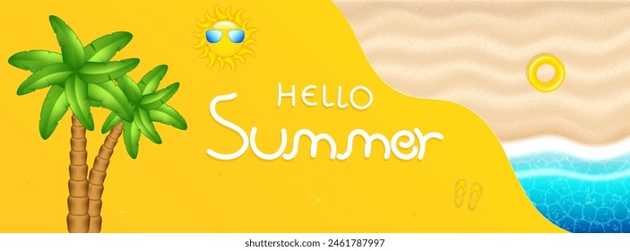 Hello summer abstract background, summer sale banner, poster design, vector illustration