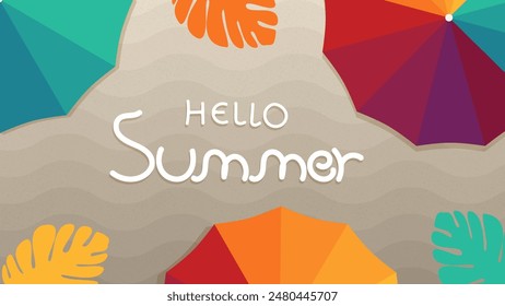 Hello summer abstract background, summer sale banner, poster design., vector illustration