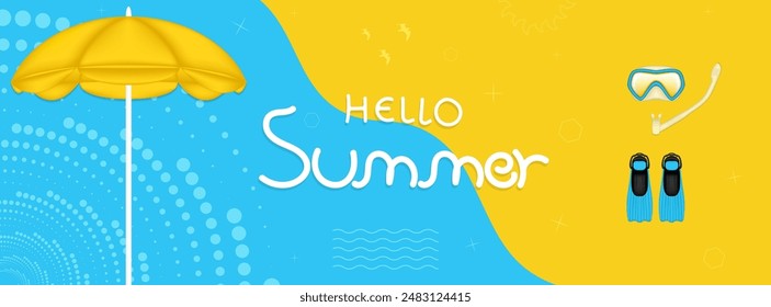 Hello summer abstract background, summer sale banner, poster design., vector illustration