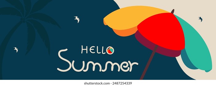 Hello summer abstract background, summer sale banner, poster design., vector illustration
