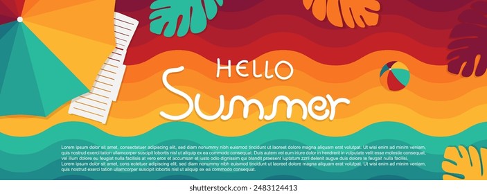 Hello summer abstract banner, summer sale banner, poster design., vector illustration