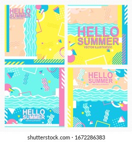 Hello Summer : Abstract vector background
80s retro modern abstract style
Design for fashion work ,banner ,card ,frame ,web ,illustration ,catalog border