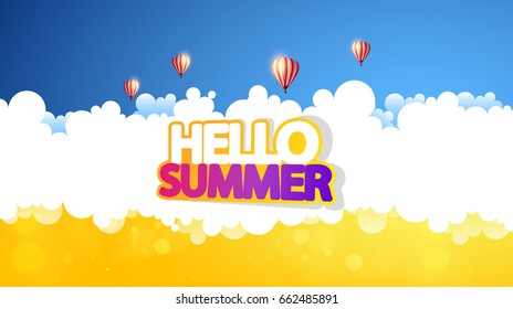 Hello Summer Abstract Vector Design with Other Summer Design Elements